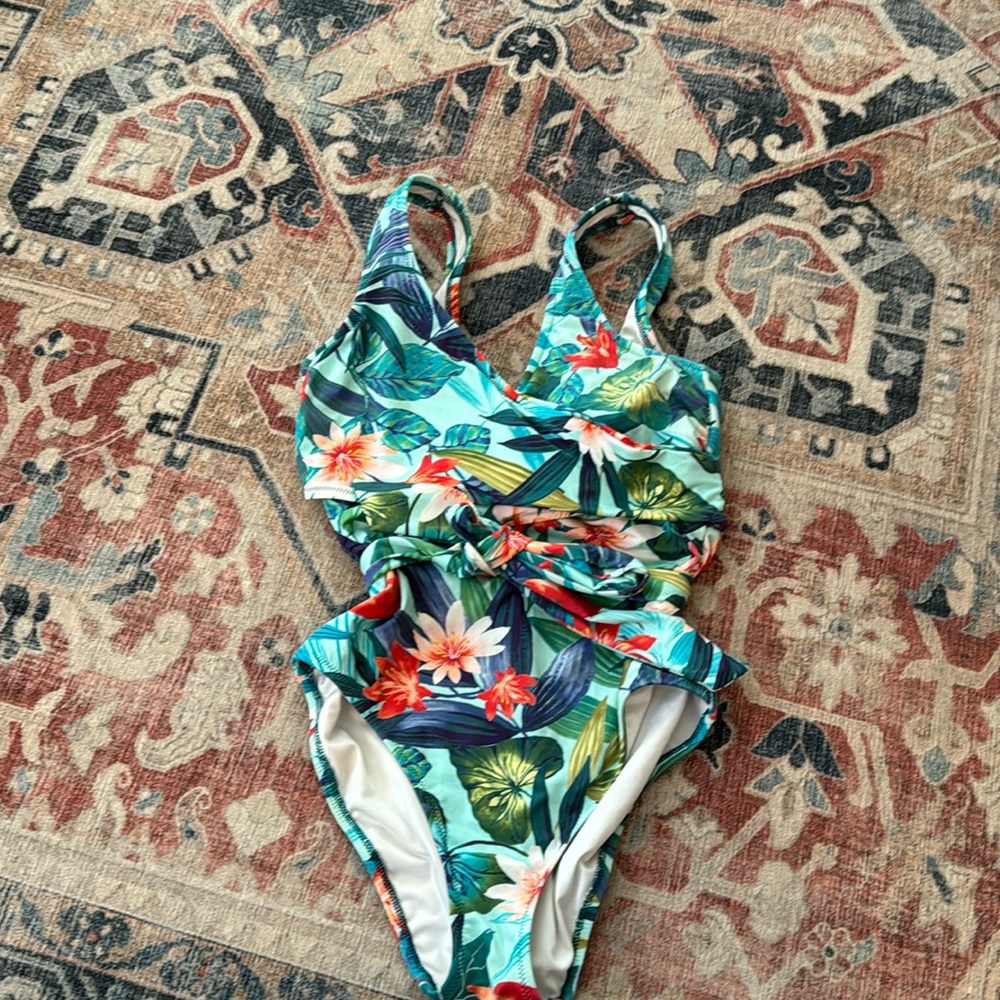 Floral patterned Lands’ End, one piece